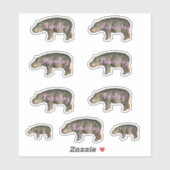 Sticker Joli Hippopotame rose Font Jours de la semaine Fic (Feuille)