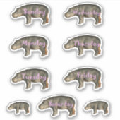 Sticker Joli Hippopotame rose Font Jours de la semaine Fic (Devant)