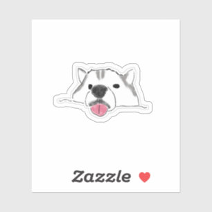 Sticker Joli Husky Sibérien Tirant la Langue