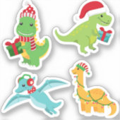 Sticker Joli jeu d'autocollants de dinosaure de Noël (Recto)