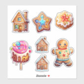 Sticker Joli jeu de biscuits en pain d'épice de Noël (Feuille)