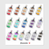 Sticker Joli Jeu d'illustrations de bouteille de cheveux t (Feuille)