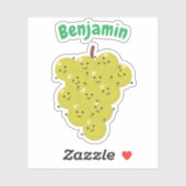 Sticker Joli joli grappes de raisins verts bande dessinée (Feuille)