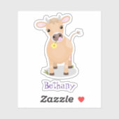 Sticker Joli joli maillot de vache et dessin de fleurs (Feuille)