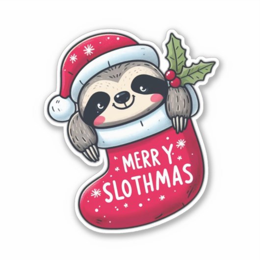 Sticker Joli "Joyeux Slothmas" Noël (Devant)