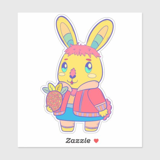 Sticker Joli lapin (Feuille)
