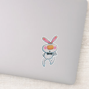 Sticker Joli Lapin Blanc Orange Pouce Noir Inscrivez-vous