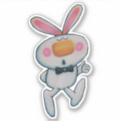 Sticker Joli Lapin Blanc Orange Pouce Noir Inscrivez-vous (Devant)