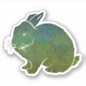 Sticker Joli lapin bleu et vert (Devant)