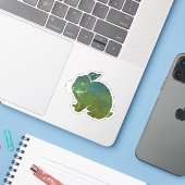 Sticker Joli lapin bleu et vert (Ordinateur portable avec iPhone)