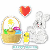 Sticker Joli lapin de Pâques et oeufs de Pâques (Devant)