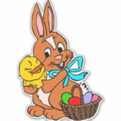 Sticker Joli lapin de Pâques Poussins Oeufs (Devant)