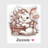 Sticker Joli lapin lapin de Pâques Vintage (Feuille)