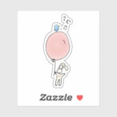 Sticker Joli lapin tenant un ballon (Feuille)