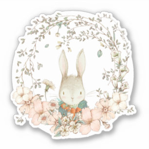 Sticker Joli lapin Vintage Botanique Florales Baby Boy