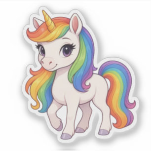 Sticker Joli licorne arc-en-ciel coloré