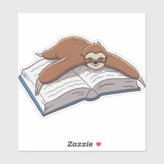 Sticker Joli livre de lecture Sloth (Feuille)