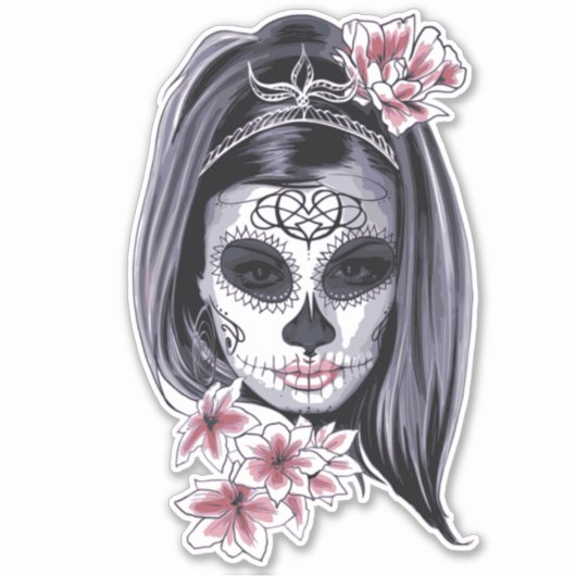 Sticker Joli masque Carnival femme crâne Thunder_Cove (Devant)