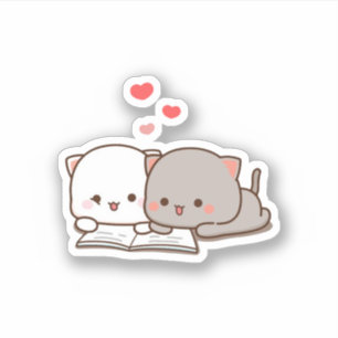 Sticker Joli Mochi Peach Chat livre de lecture