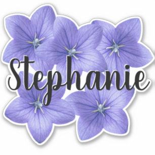 Sticker Joli Monogramme bleu Nom Fleur Nature Moderne