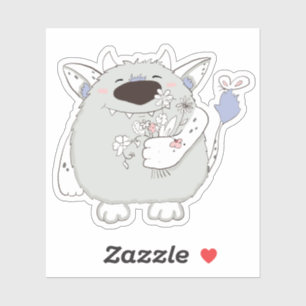 Sticker Joli Monstre Aux Fleurs