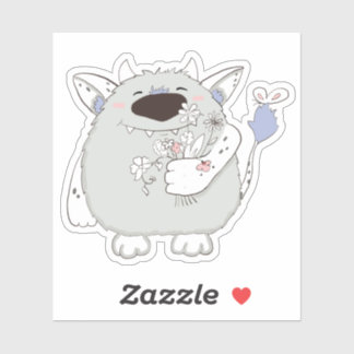 Sticker Joli Monstre Aux Fleurs