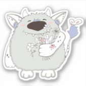 Sticker Joli Monstre Aux Fleurs (Devant)