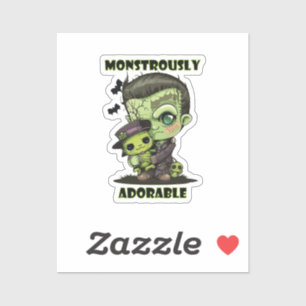 Sticker Joli monstre de Frankenstein avec peluche