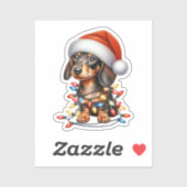 Sticker Joli Noël Dachshund (Feuille)