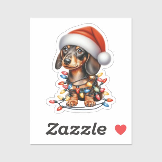 Sticker Joli Noël Dachshund (Feuille)