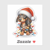 Sticker Joli Noël Dachshund (Feuille)