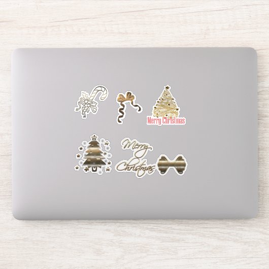 Sticker Joli Noël en or (Ordinateur)