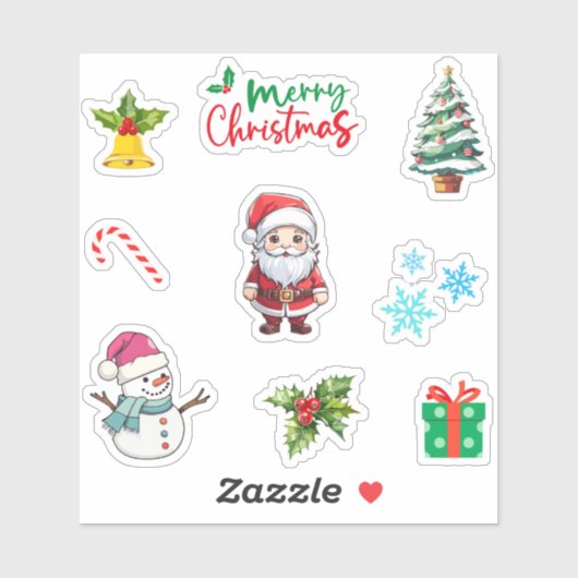 Sticker Joli Noël Vacances d'hiver Pack 9pc (Feuille)