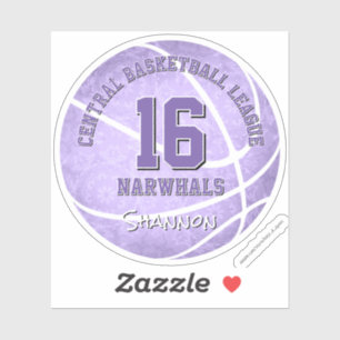 Sticker joli nom de l'équipe de basket-ball violet pastel