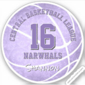 Sticker joli nom de l'équipe de basket-ball violet pastel (Devant)