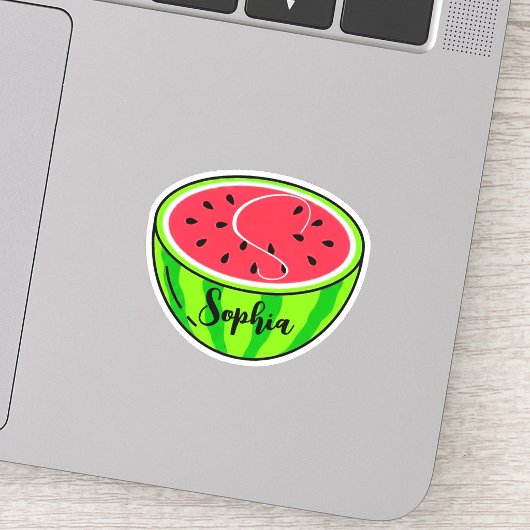Sticker Joli nom et monogramme | Professeur pastèque Kawai