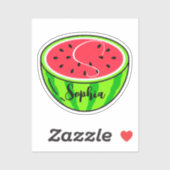 Sticker Joli nom et monogramme | Professeur pastèque Kawai (Feuille)