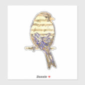 Sticker Joli oiseau avec des notes de musique Personnalise (Feuille)