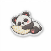 Sticker Joli panda endormi avec un oreiller (Devant)