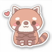 Sticker Joli Panda Rouge Timide (Devant)