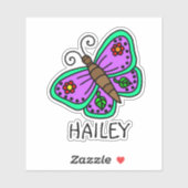 Sticker Joli papillon et nom personnalisé (Feuille)