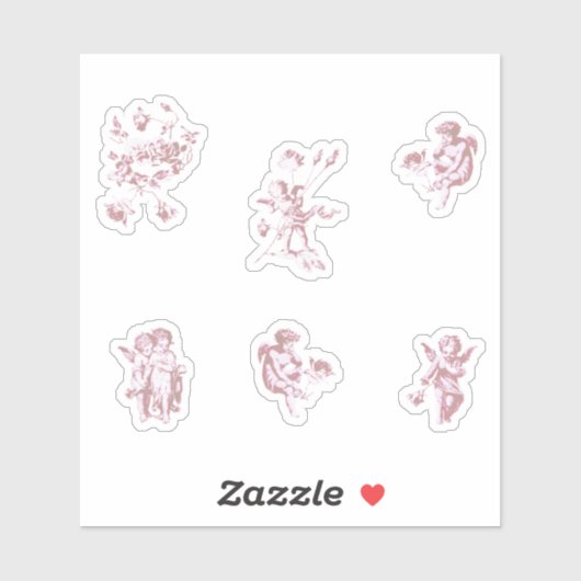 Sticker Joli paquet d'anges, de fleurs et de cupidon vinta (Feuille)