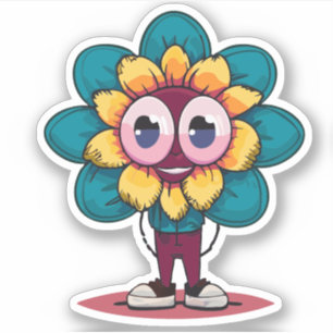 Sticker Joli personnage de dessin animé Flower Kids