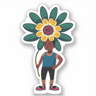 Sticker Joli personnage de dessin animé Flower Kids