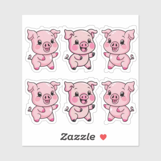 Sticker Joli petit bébé cochon (Feuille)