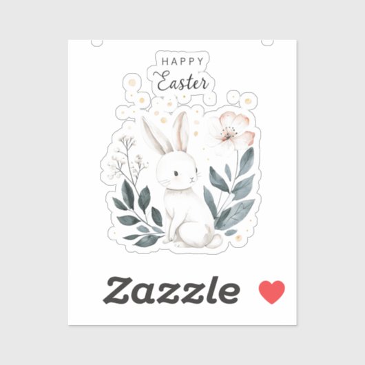 Sticker Joli petit lapin de Pâques (Feuille)