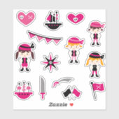 Sticker Joli Pirate Rose | Pirates Cool (Feuille)