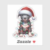 Sticker Joli Pitbull de Noël (Feuille)
