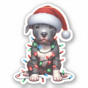 Sticker Joli Pitbull de Noël