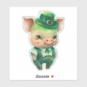 Sticker Joli porc vert Fairytale dans une jolie beauté (Feuille)